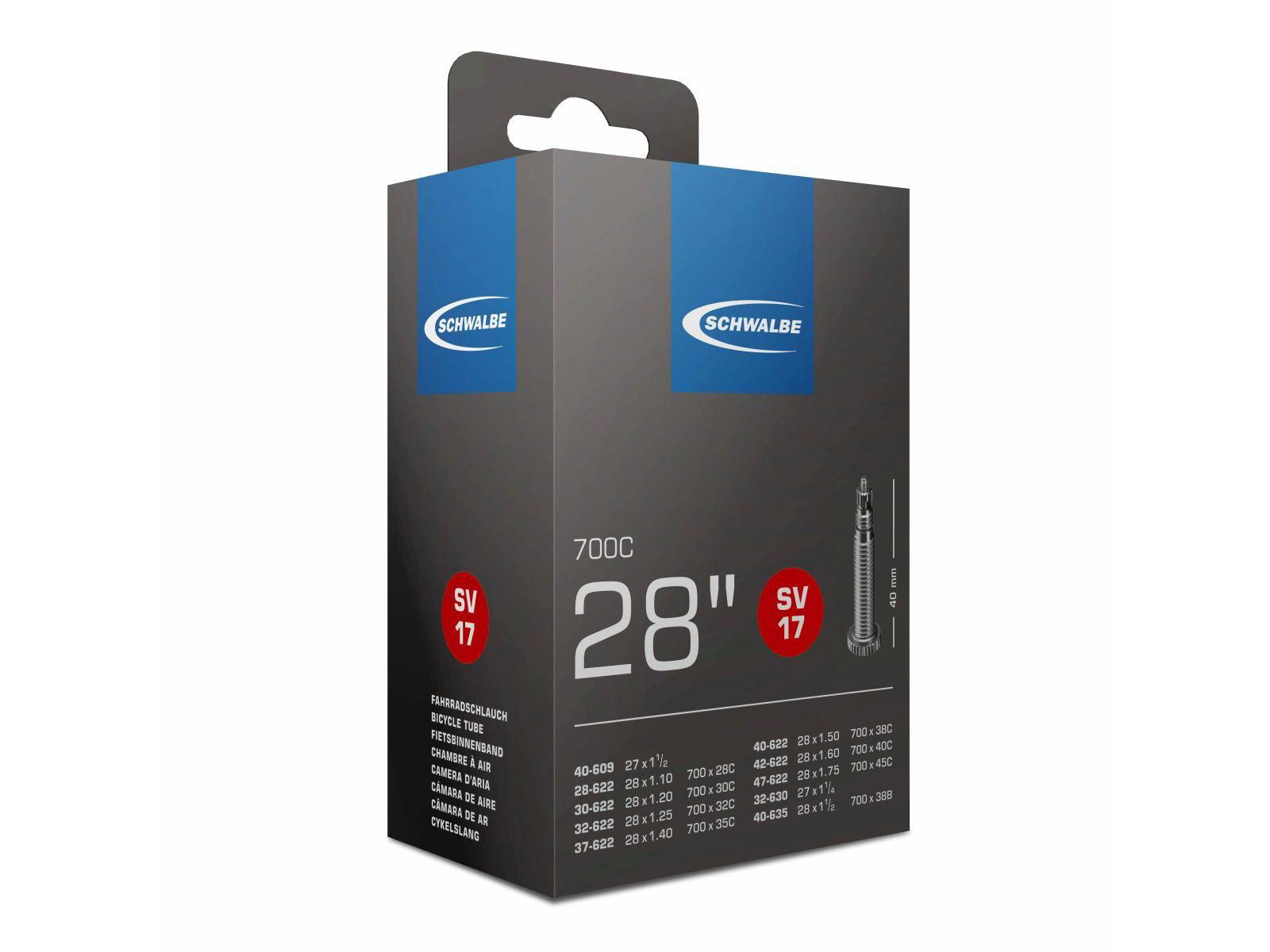 Schwalbe Sisärengas SV17 Presta 40mm – Yhteensopiva 28–47 mm renkaiden kanssa