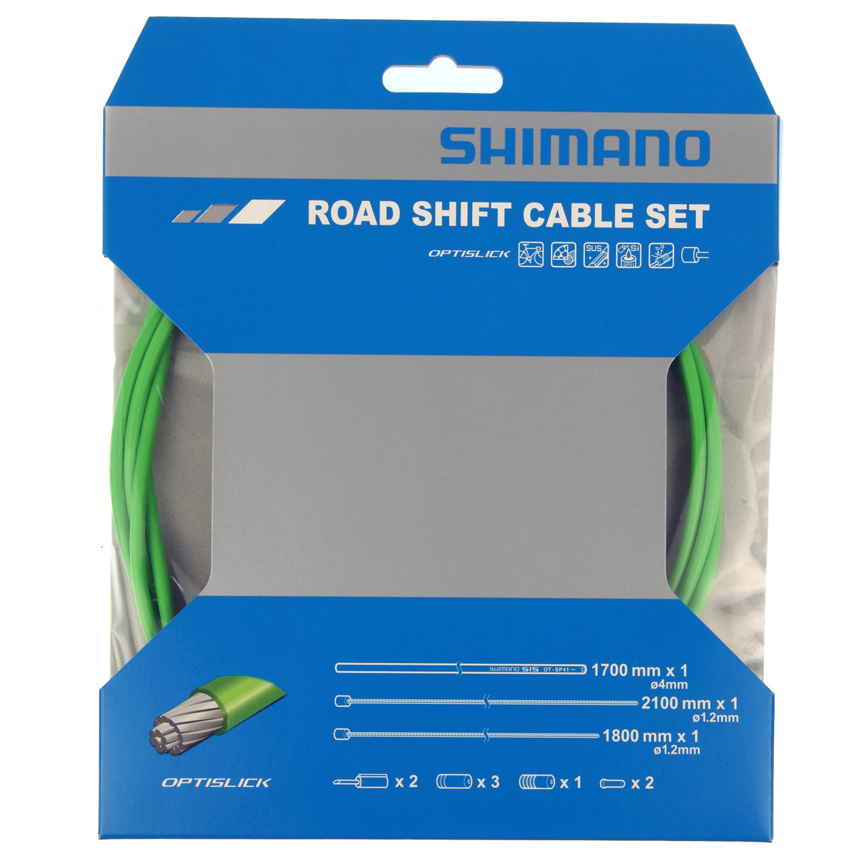 Shimano Vaihdevaijerisarja Optislik Racer, vihreä – 1,2 mm, ruostumaton teräs